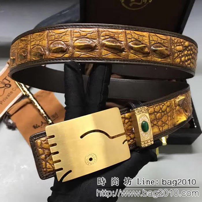 愛馬仕HERMES 純手工美洲鱷魚骨皮 海外專櫃新款高端男士皮帶 HHG1076